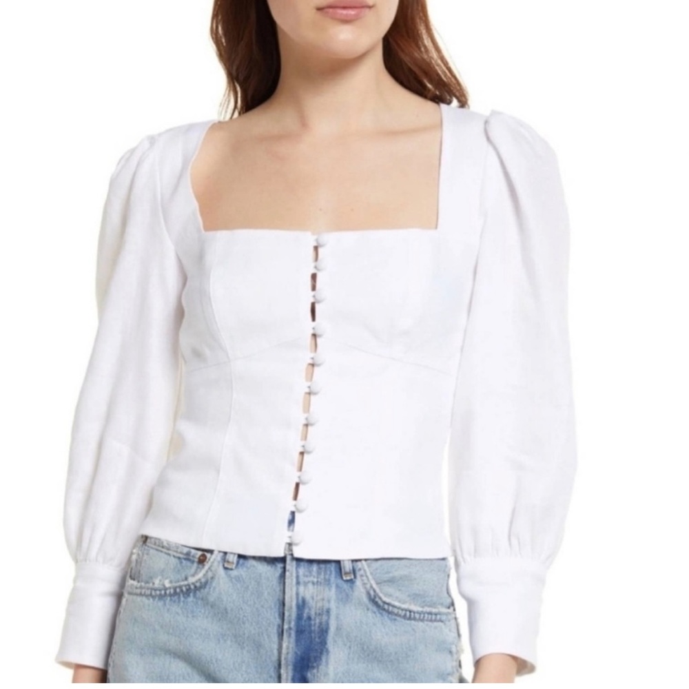 Reformation 100% Linen Micah Top Blouse 8